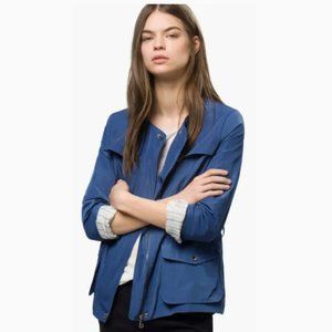 Navy collarless jacket Massimo Dutti